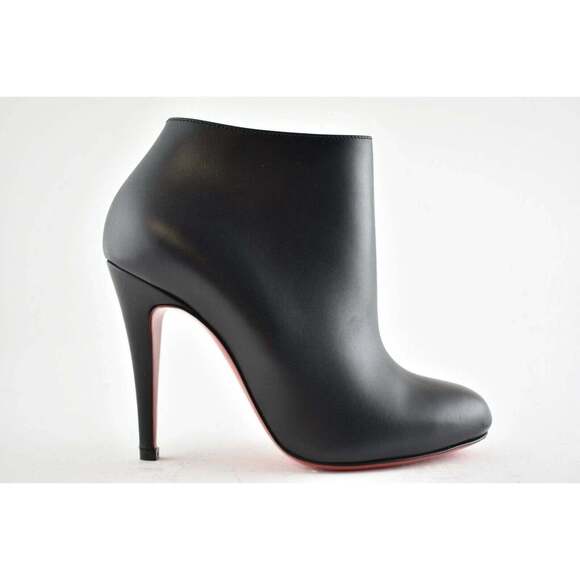 Christian Louboutin Belle 100 Black Calf Leather Ankle Zipper Heel Bootie 35 - Picture 2 of 12
